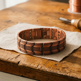 Theo Kupferarmband - Herrenarmband aus 99,9% reinem Kupfer mit Riffelstruktur