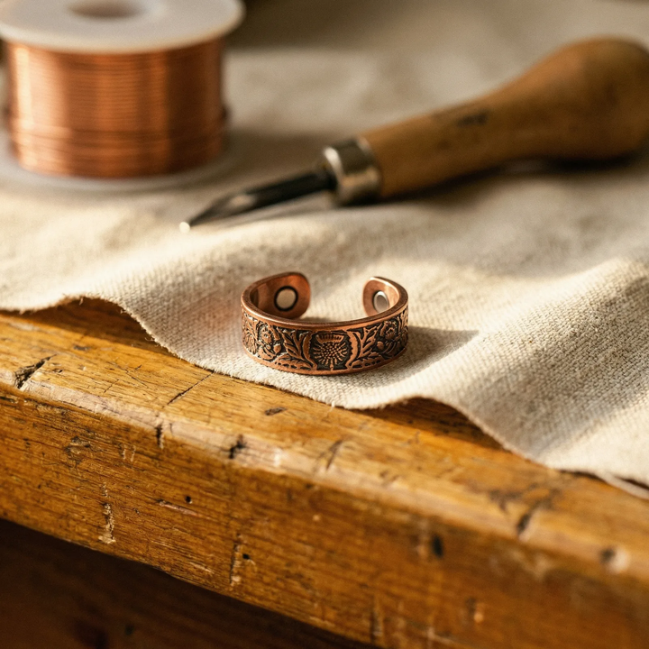 Antonia Kupferring mit Jade-Inlay aus 99,9% reinem Kupfer