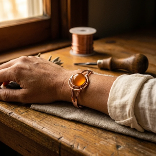 Petra Copper Bracelet with Orange Copper Bead