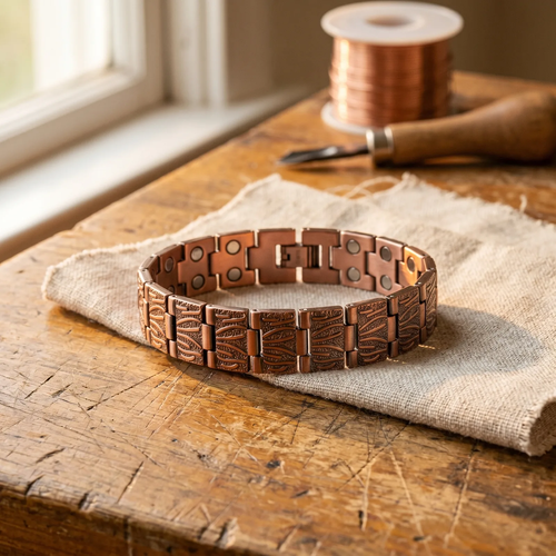 Julian Kupferarmband - Herrenarmband aus 99,9% reinem Kupfer mit Schichtstruktur